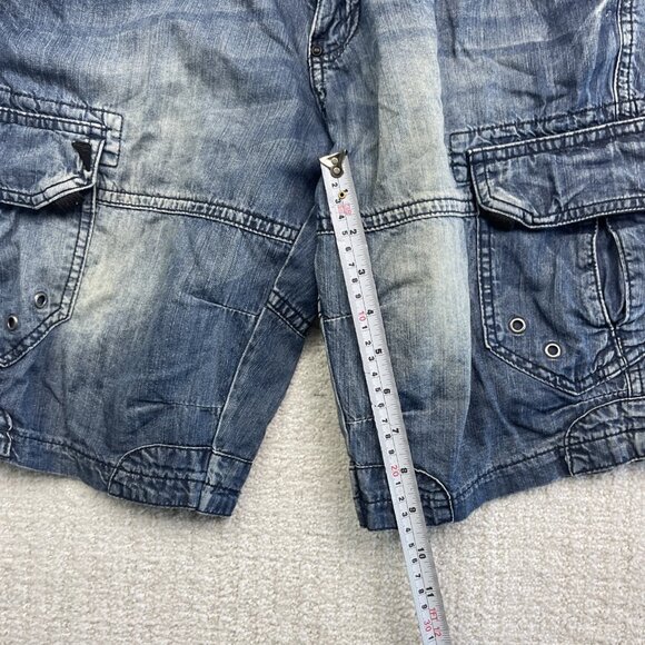 Y2K Projek Raw Cargo Shorts Men’s Sz 30 Light Wash Denim Jeans Punk Streetwear - Picture 9 of 15